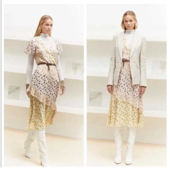 JOIE Orita Silk Ruffled Floral Dress Feminine Garden Party Tea Size 10 Boho - Picture 1 of 13